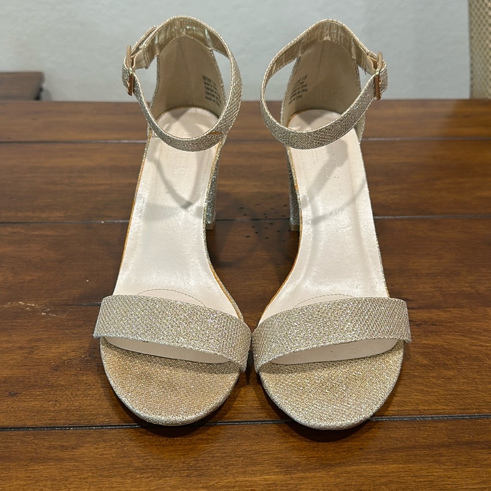 David’s Bridal block heel sparkly sandals